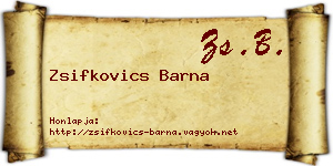 Zsifkovics Barna névjegykártya